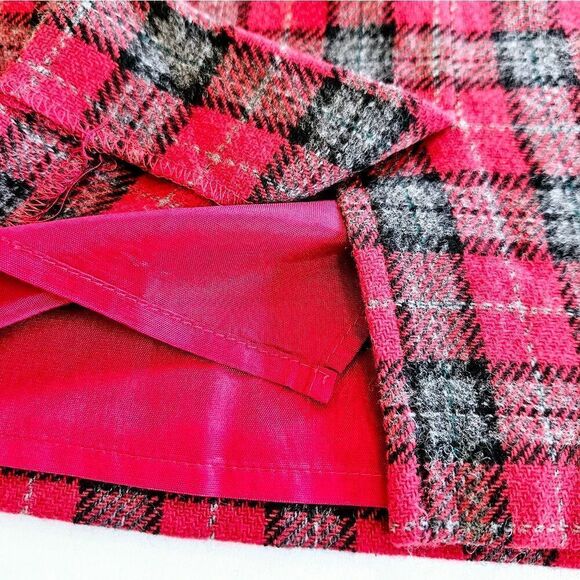 Vintage Savannah 1980's Red Plaid Tartan Wool Blend Mini Pencil Preppy Skirt 12P - Picture 5 of 6